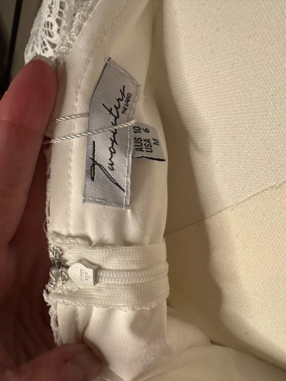 Jaus White Lace Mini Dress with Puff Sleeves - Picture 9 of 10